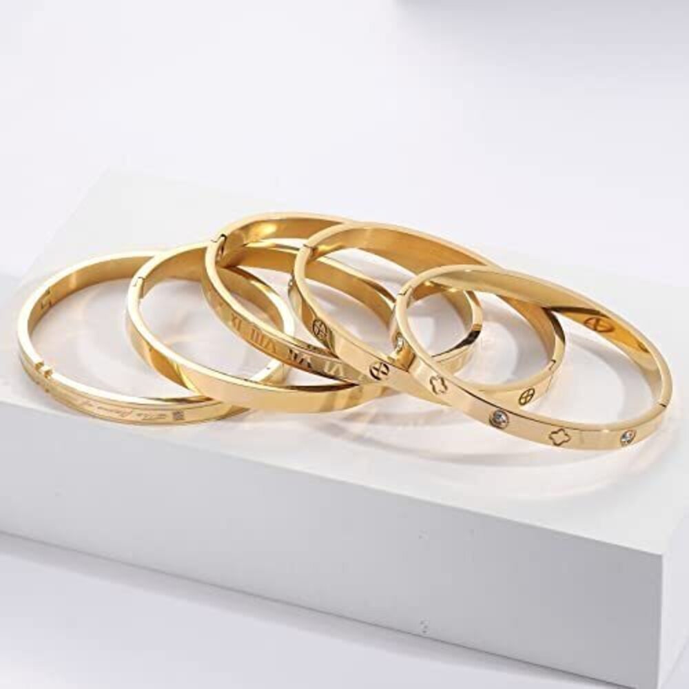 8911 18K Gold-Plated Love Friendship Bracelets Trendy Stainless Steel - Picture 5 of 5